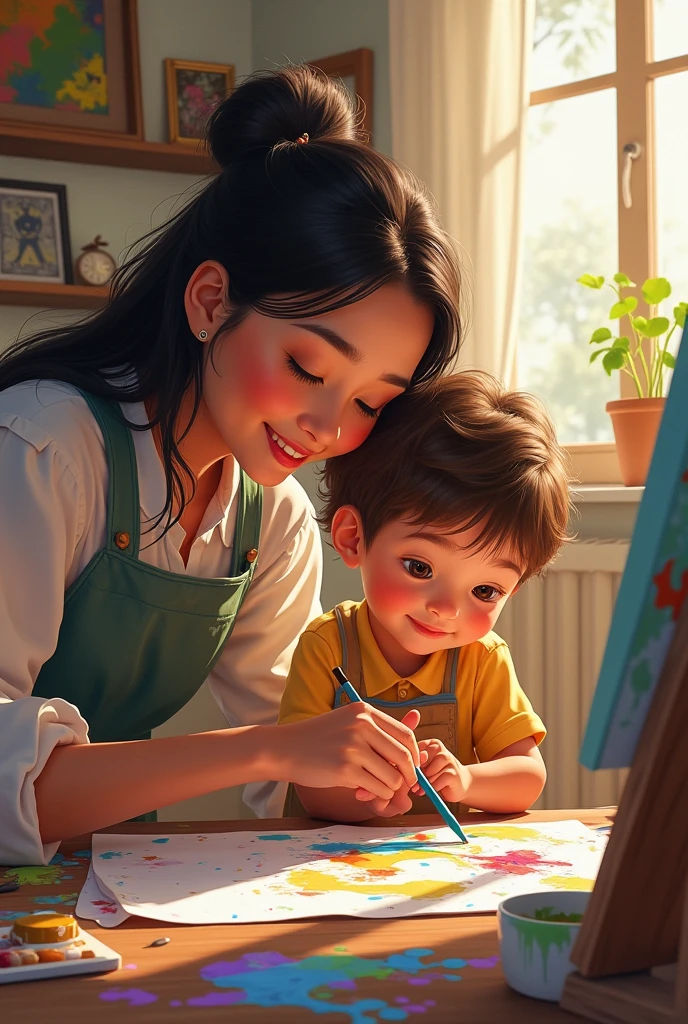 An artist with his child image atrad