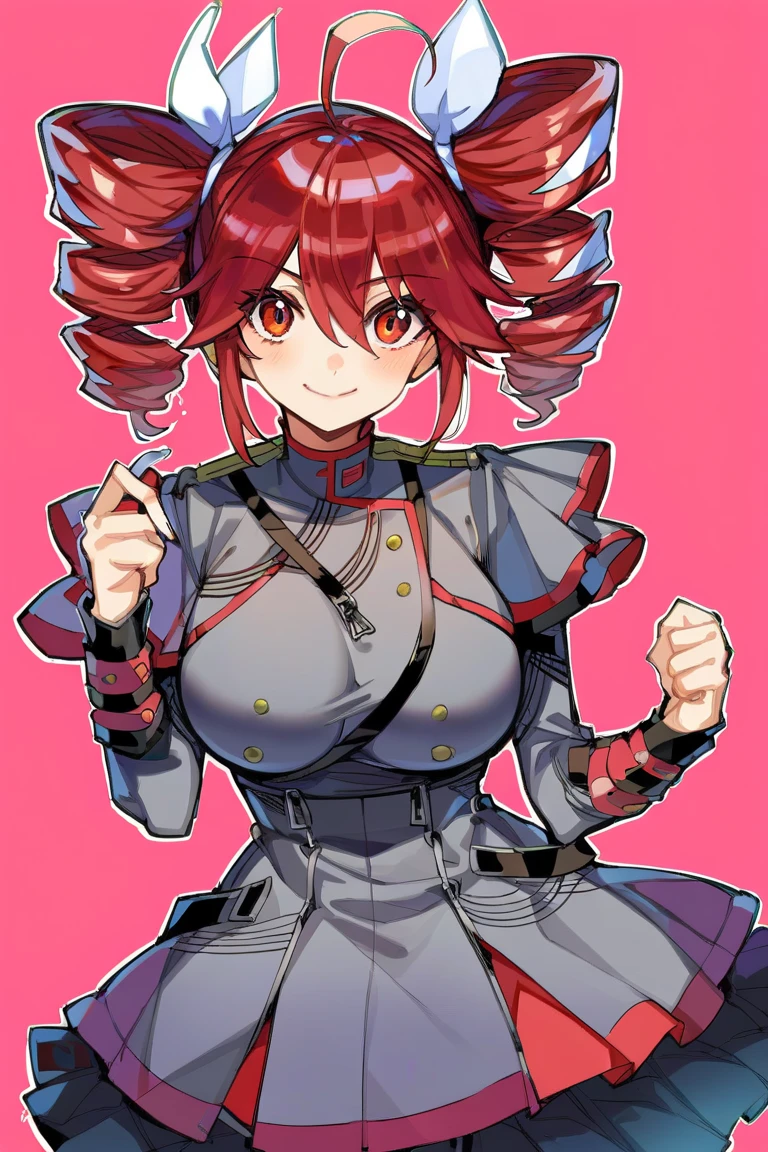 (masterpiece, best quality), 1girl, <lora:m.o.m.o_v1:0.8> aamomo, short hair, ahoge, hair ornament, black ascot, black dress, short dress, white thighhighs, bbmomo, short hair, beret, red headwear, short necktie, white shirt, corset, red skirt, black pantyhose