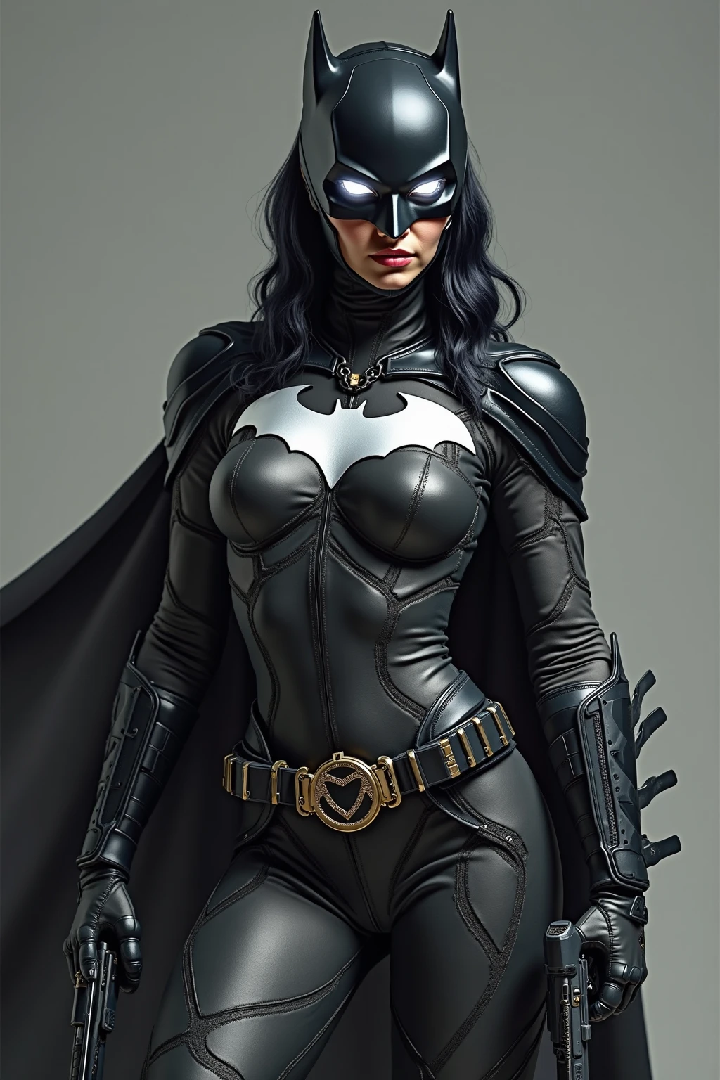 Sexy cat woman (batman char) with white sexy armour, con glifos grabados al relieve en si armaduea, en el fondo una antigua piramide, obra maestra, perfect design, cinematic style, ultra realismo, hyperreality, 4k, altas texturas 