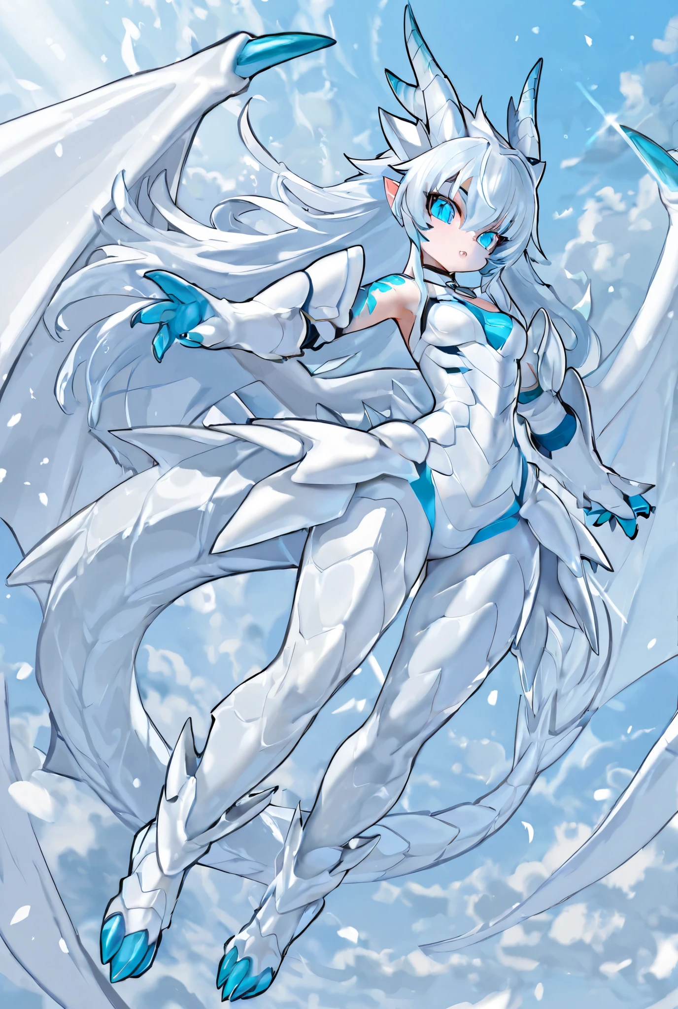 The female version of blue-eyes white dragon evolves to pink,blue-eyes white dragon girl