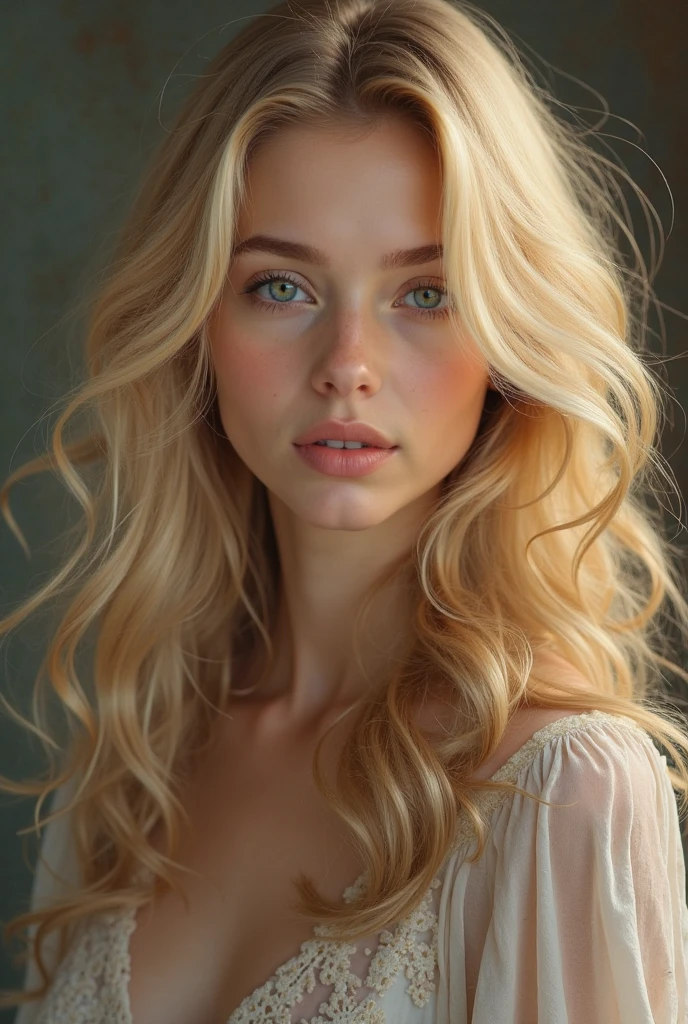 Photo of a 20-year-old European girl, raw, Beautiful woman, (Extra long wavy blonde hair), ((Portrait)), ((Detailed face:1.2)), ((detailed facial features)), (finely detailed skin), pale skin, ,Riding attire、Sexy with open chest(cold color), moist, moist, Reflectors, (masutepiece) (perfectly proportions)(photos realistic)(Best Quality) (Detailed) photographed in a Canon EOS R5, 50mm Lens, F/2.8, nffsw, (8K) (Wallpaper) (Cinematic lighting) (Dramatic Lighting) (foco nítido) (Convoluted) Fashion, From above
