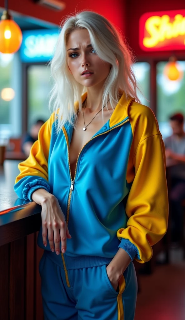 Ashley,Short yellow hair,White-panties,yellow eyes,orange sweater,large breasted, big-ass.