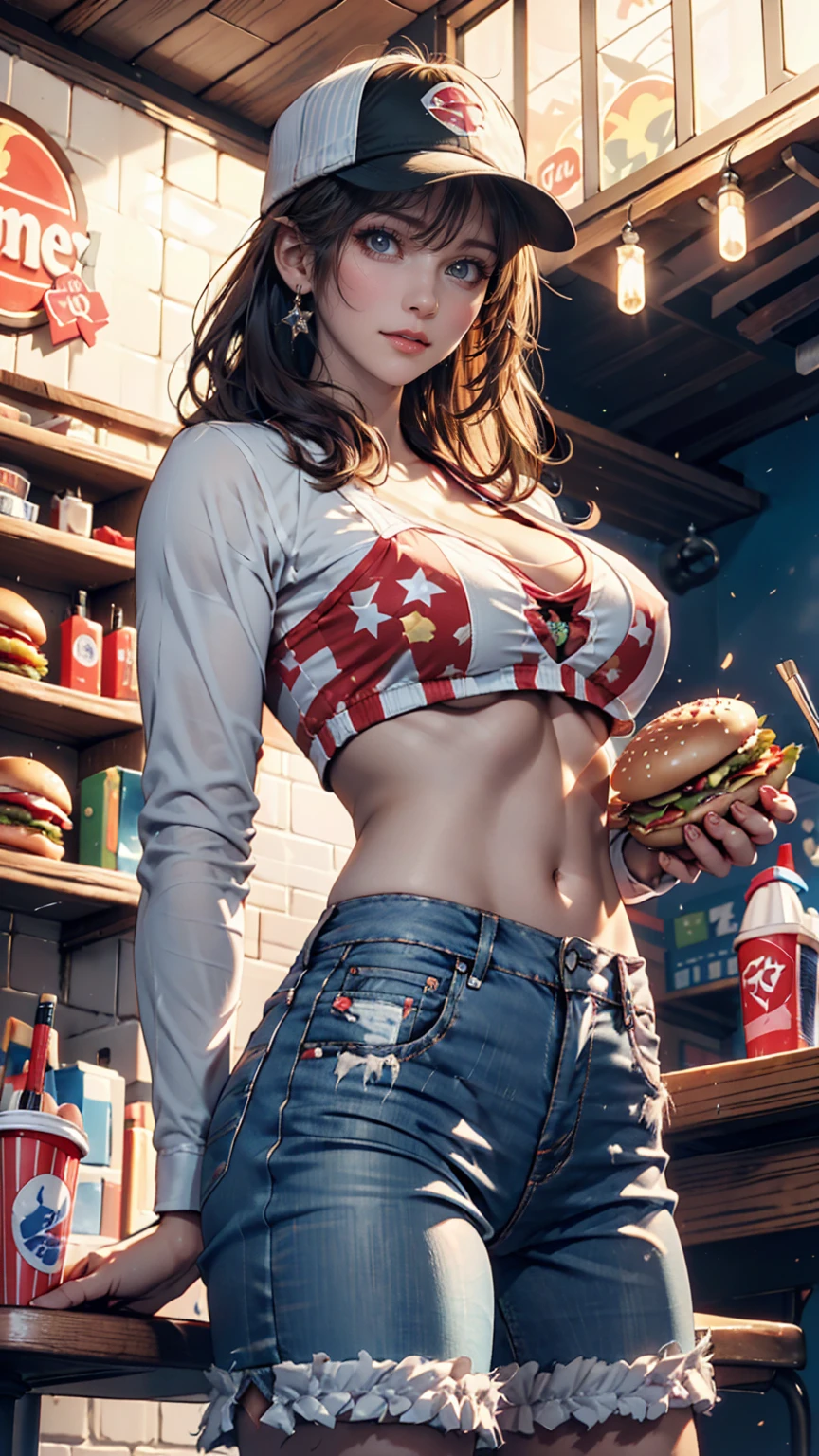 <lora:BurgerWorld:1.0>  (BurgerWorld:1.1) (1girl:1.1) (sexy jeans and bra:1.2) with an (electronic videogame:1.3)    max quality, ultra-detailed, masterpiece. <lora:more_details:1.0>