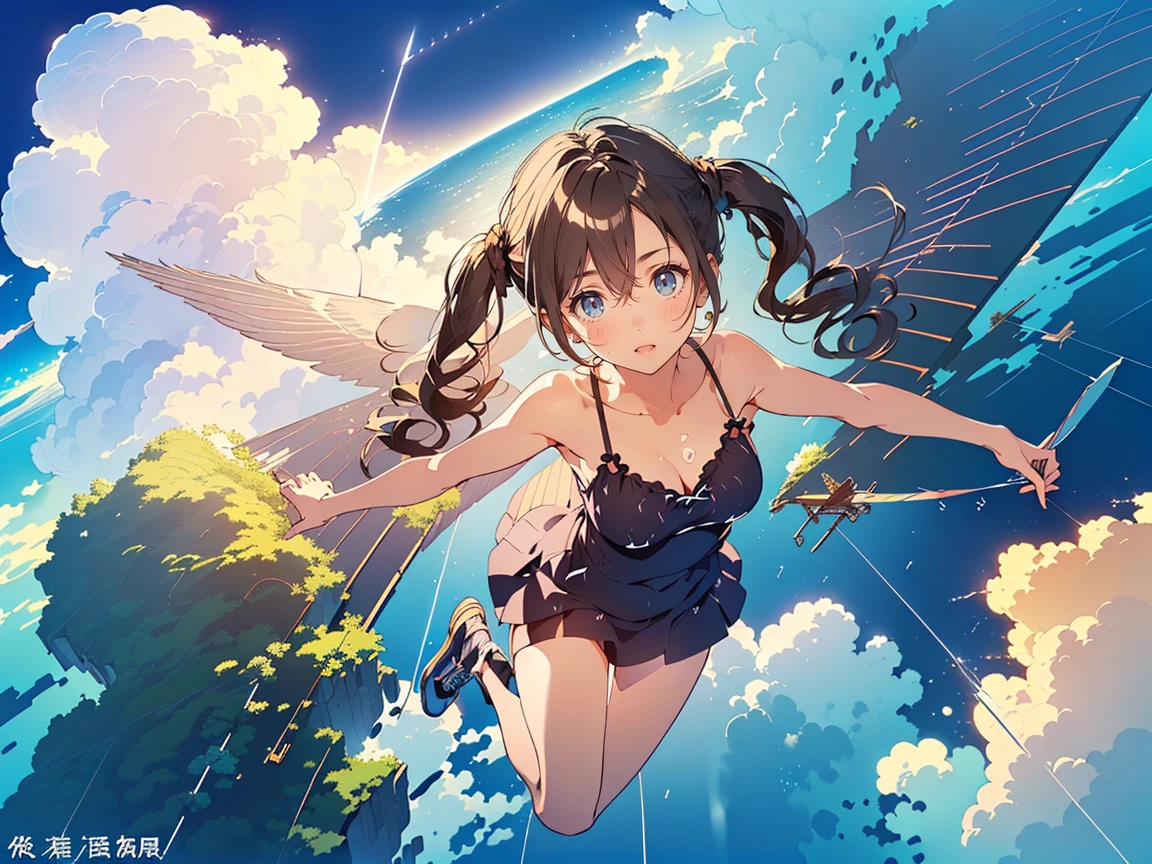 fairy girl ,flying in the cloud, siver hair,hight quality,4k