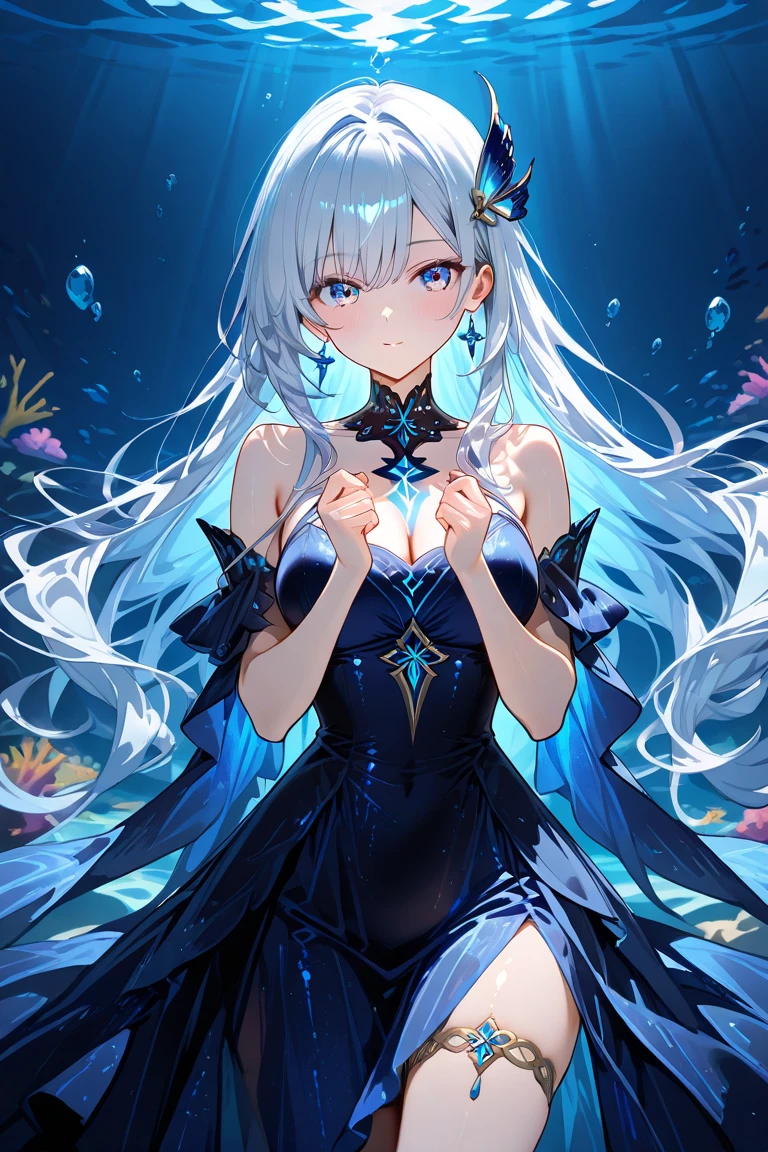 <lora:lightAndShadow_v10:0.6>,1girl, underwater, skeleton,corpse,Beneath the sea, where tendrils of coral and vines abound, a (mermaid) girl stares at you from amidst a pile of bones and skulls. Her eyes gleam with an eerie light.