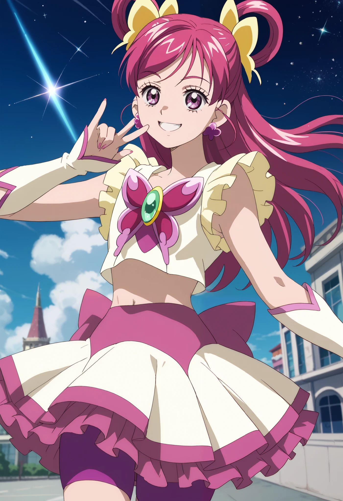 curedream、 pose 、Looking here、standing、 orbital space、In the city、smile、