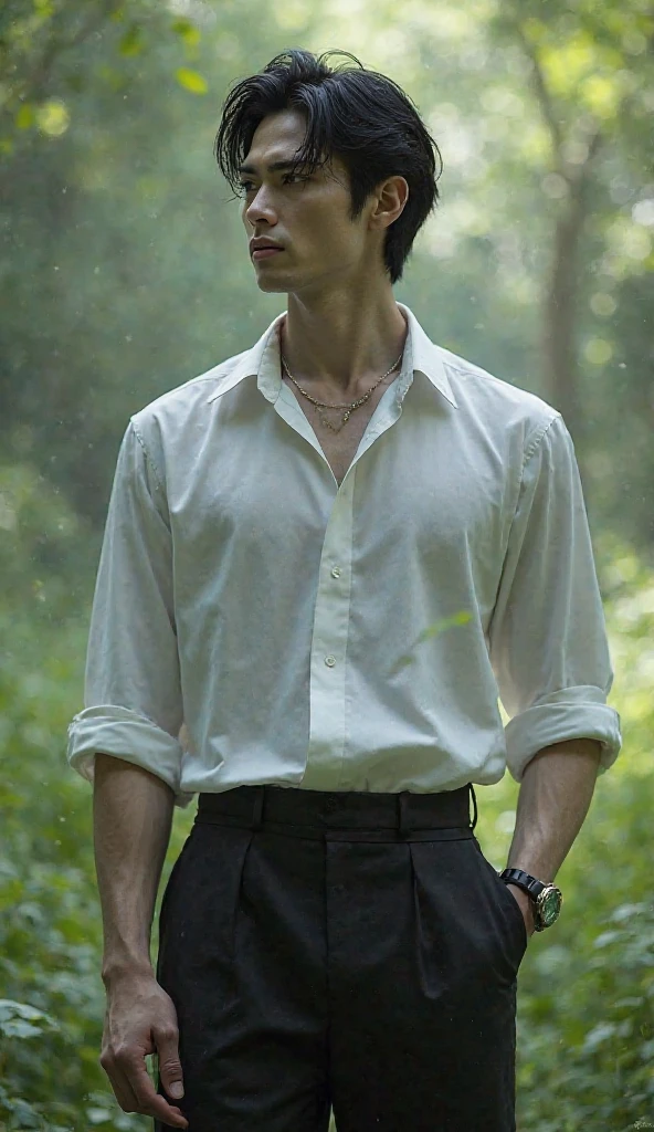 Boy wearing see through shirt