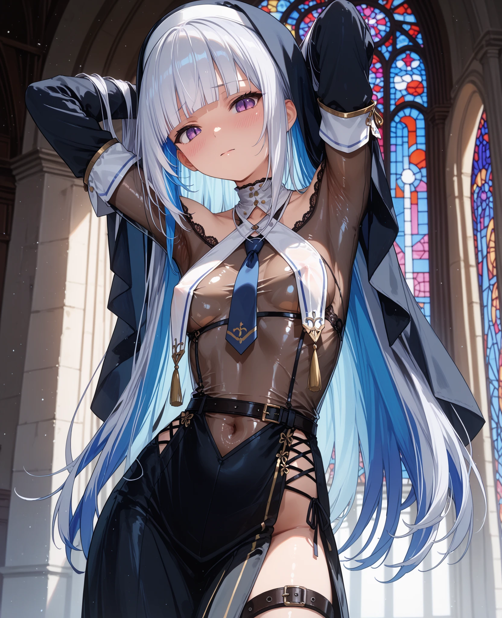 {(watercolor painting:1.4),(renaissance style:1.2)}, {hime cut}, BREAK, {erotic face,anguish,(scream:1.1),(very ecstasy:1.2),(writhing:1.4),embarrassing,half open eye},{(very obscene pose:1.2),(arched back:1.2),(arch one's head:1.4),arms behind}, {(chains fundoshi:1.2), (wet clothes:1.4)}, BREAK, {(chains skindantation),(many chains from the ceiling:1.4), (chain shibari:1.3),(chain bondage), (chain restraint),(wrap limbs with chains:1.4),(chain bind body),(chain in collar:1.2), confinement, shackles}, BREAK, {(1 woman, small breasts, hime cut,long straight hair)},{dynamic low angle view}, {(dark church glowing stained glass:1.2)}, BREAK,{(glowing tears:1.1),(Clear eyes),extremely detail hair, (pure white skin:1.1)}