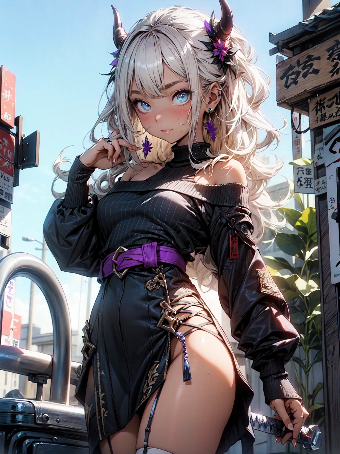 anime girl in a black outfit with horns and a black top, fine details. girls frontline, seductive anime girl, from girls frontline, beautiful alluring anime woman, smooth anime cg art, anime character; full body art, detailed digital anime art, trending on artstation pixiv, gothic maiden anime girl, beautiful alluring anime teen, attractive anime girl