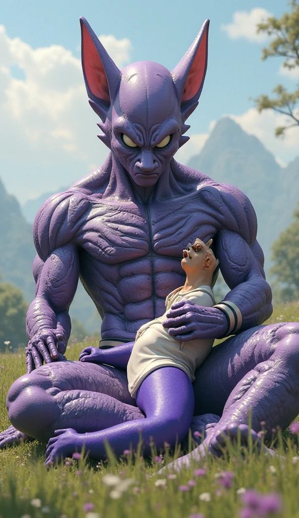 ((((Frieza)))、Savage Warrior、de pele branca、Transformed into his final form、Two beautiful full bodies、muscular and perfect body、Caressing each other、Ultra-sensual scenes、(the kiss)、full body Esbian、Namek、red eyes、tail
