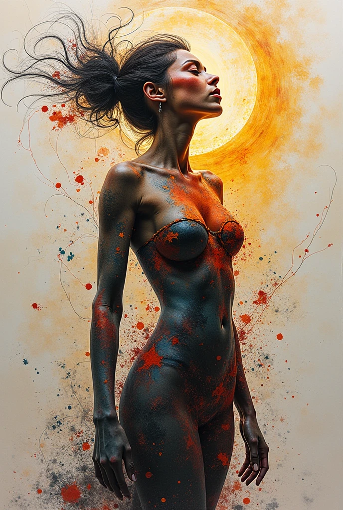 I want an image of ginny lamp and i want a female character instead of smoke in bikini make it a logo and professional