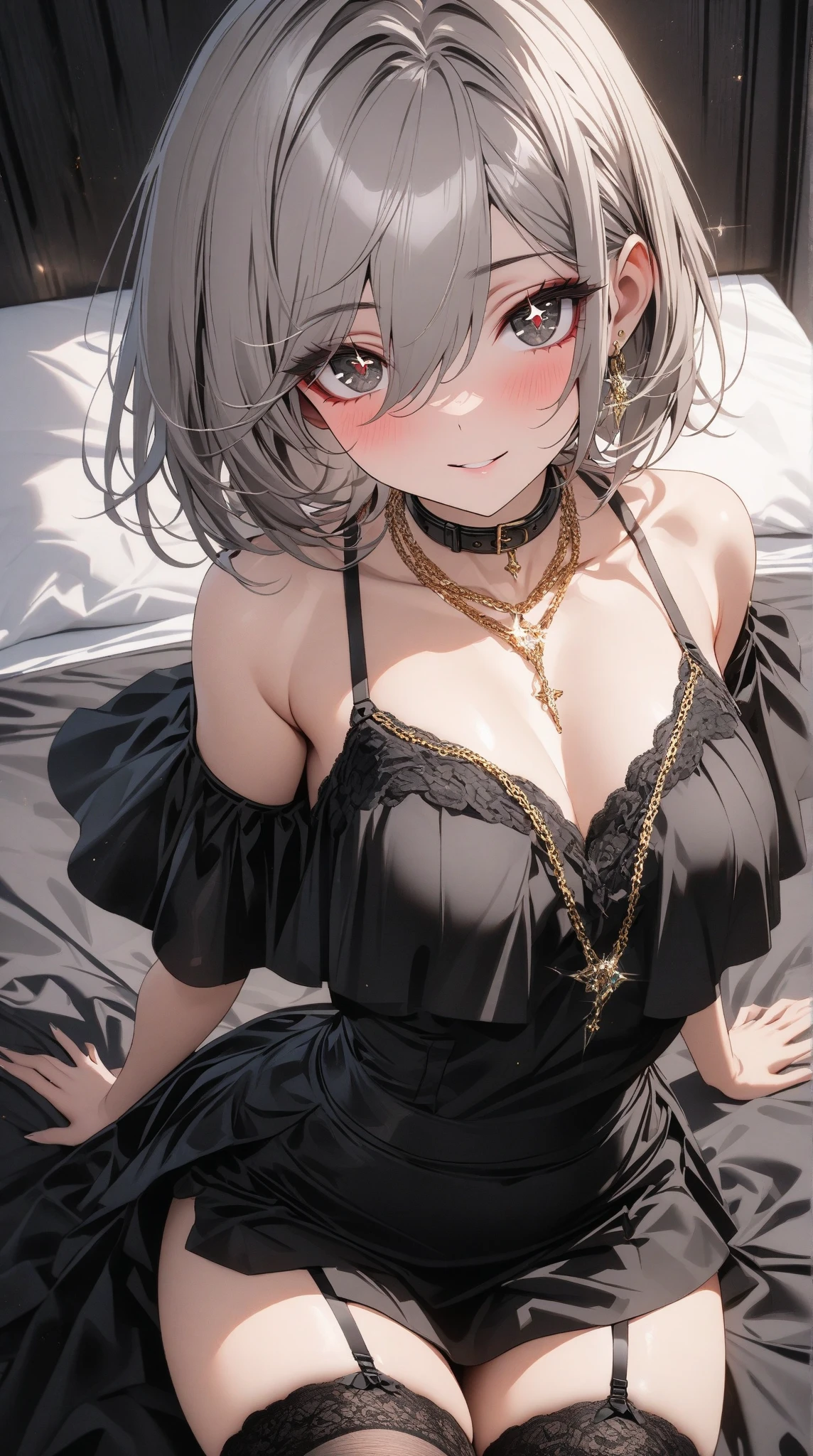 gray short hair，Golden Eyes，Royal sister，modern clothing