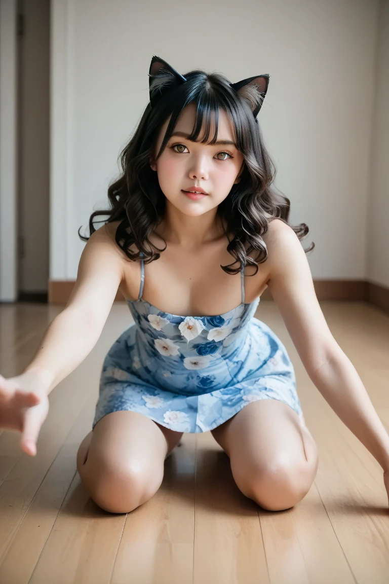 Artwork, superlative, realisitic, A beautiful Asian woman, Jennie kim, curly hair, beautiful curls, Body cute, fullcolor, High definition, photographic lighting, 16K
