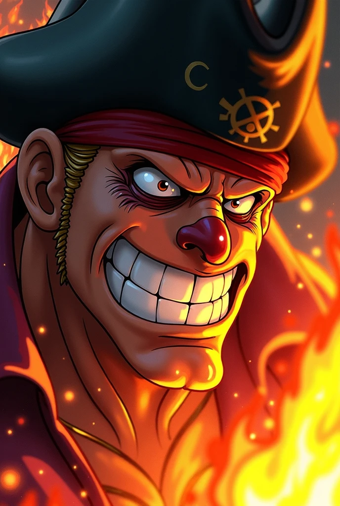 Create a picture of the monster pirate Roger in one piece., The body is transparent and can be seen through. The image is sharp and detailed., with beautiful colors.. With arms, leg, eyes, mouth, พื้นหลังสีlegว