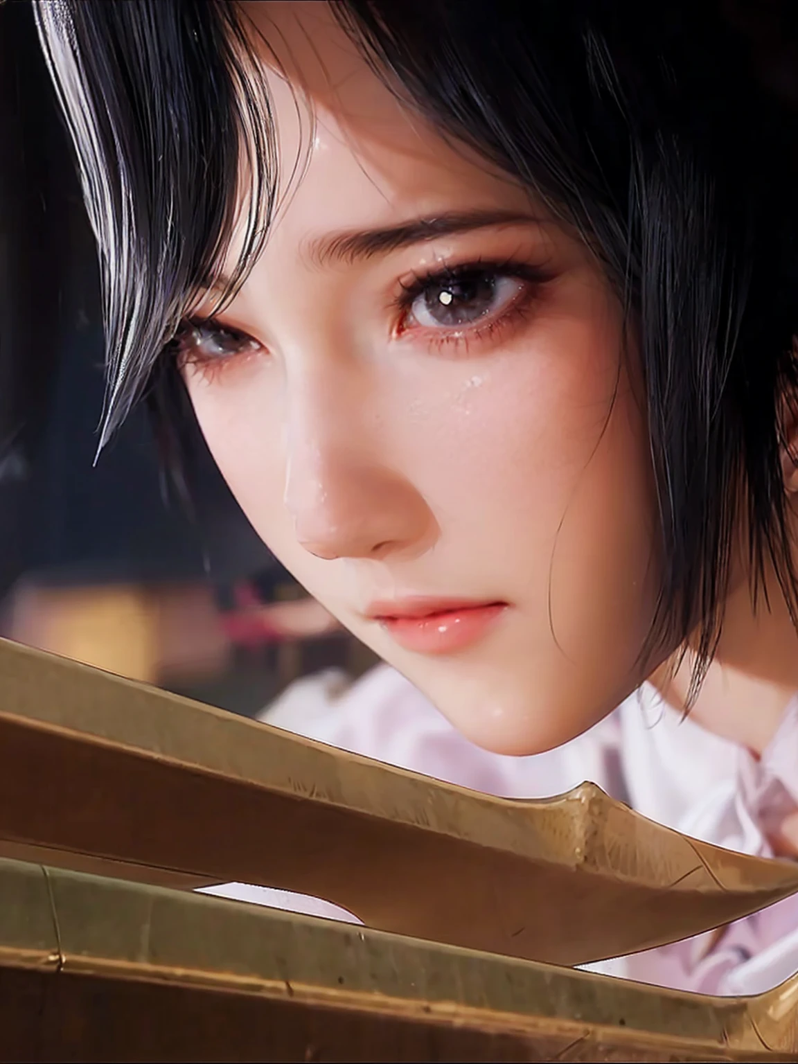 Pov breast grab, Waifu with big breasts, grabbing breasts, squeezing breasts, large breasts in hands, close-up, trending on Pixiv highest resolution hyperrealism vector image ray tracing octane render high quality photorealistic face perfect body perfect image perfect hands, two hands grabbing Waifu breasts