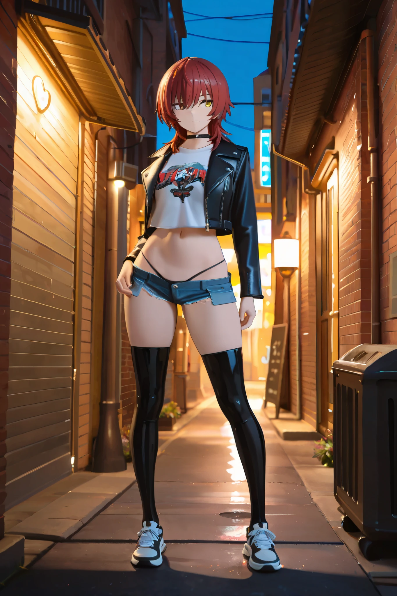 highres, ultra detailed, (1 young beautiful girl, solo:1.1),rock style, edgy clothing, leather jackets, band tees, studded accessories, skinny jeans, bold makeup, statement footwear