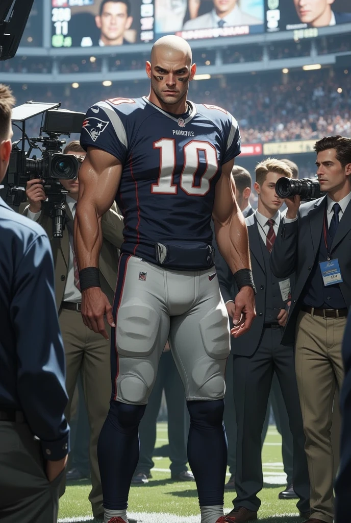 Robust champion man, torso exposed, legs bare from thighs to feet flowing long curls, meticulous muscle definition, lifelike representation, 4K resolution. Background: Stadium filled with cheering spectators,32k uhd, best quality, masterpiece, super detail, high details