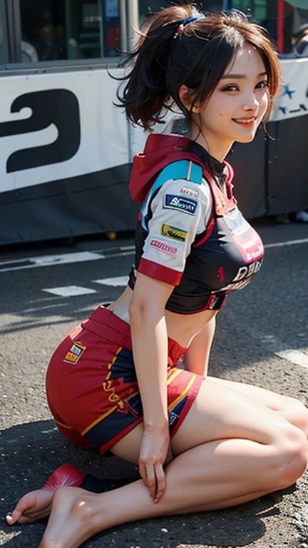 (NSFW), 1womanl, Solo, 24 year old, 7headed body, (cute face), (Ideal ratio body proportions), ((Composition from head to thigh)), Field hockey field, Field Hockey Uniforms, erectile nipple, Navel Ejection, Cameltoe, Sexy body, Smiling smile, Wet, short-hair, Dark hair, small tits, A slender, Small buttocks, beauty legs, Skinny Legs, surrealism, Cinematic lighting, depth of fields, One-person viewpoint, F/1.8, 135 mm, nffsw, masutepiece, ccurate, ((Anatomically correct)), Textured skin, Super Detail, high details, High quality, awardwinning, Best Quality, hight resolution, 8K