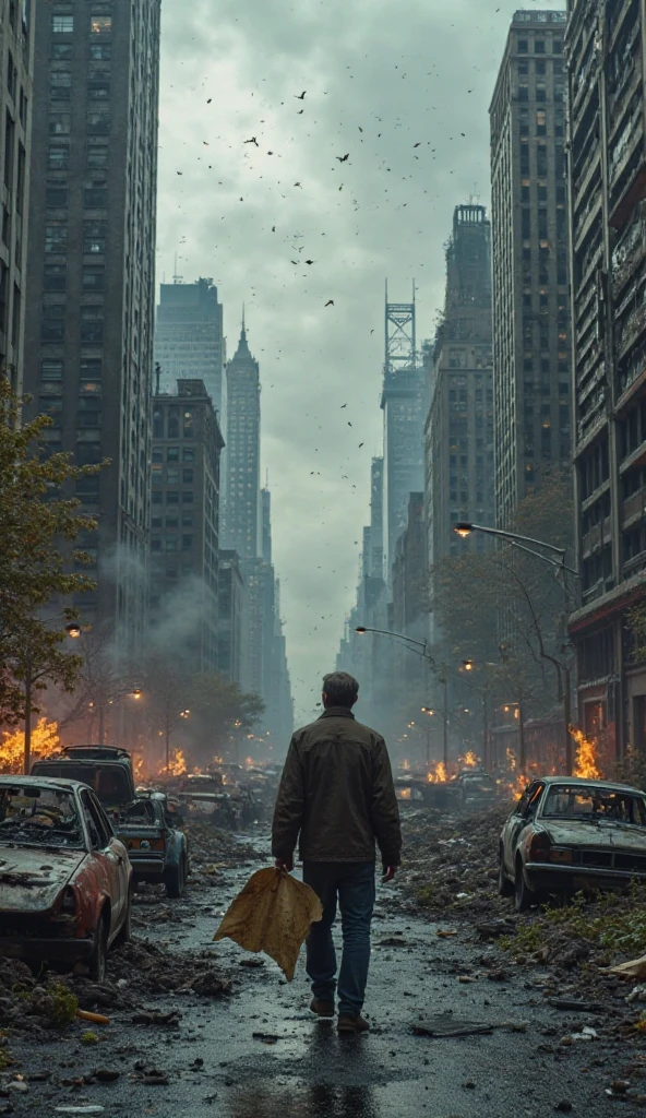 FULL SHOT, ACTOR WILL SMITH WALKS ALONE THROUGH THE RUINS OF NEW YORK FACING THE CAMERA, DRAMATIC LIGHT, POST-APOCALYPSE ATMOSPHERE, SUPER HIGH RESOLUTION, SUPER FINE FOCUS, BEST QUALITY, 32K, HDR, STEVE MCCURRIE STYLE ,HYPERPHOTOREALISM