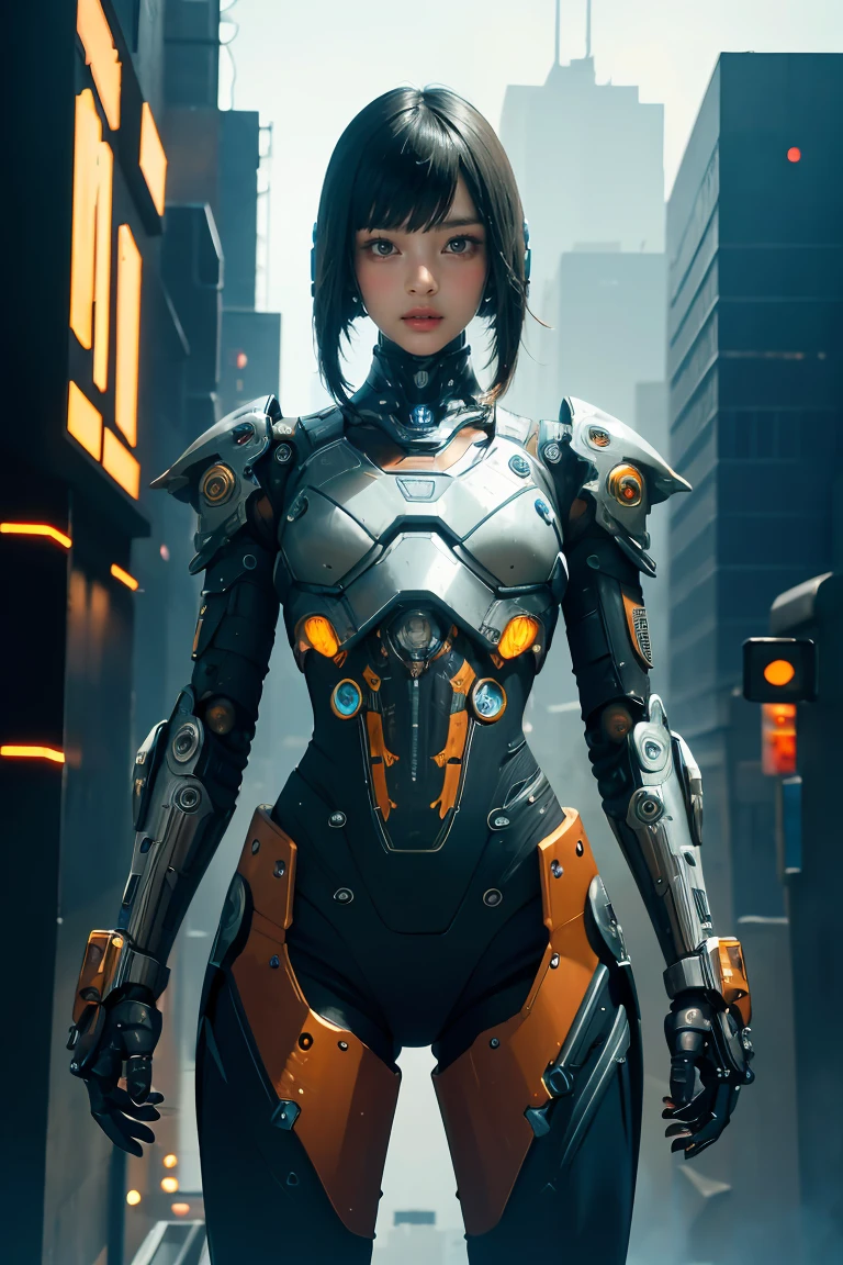 chromatic aberration, depth of field, soft lighting, masterpiece, best quality, intricate, tone mapped, highly detailed, artstation, concept art, smooth, sharp focus, dramatic lighting, highly detailed artwork, cinematic, hyper realistic painting, trending on Artstation, 8K, incredible shadows, realistic,
(highly detailed portrait), (highly detailed background:1.0), storm, raining, cloudy sky, backlighting, neon and cyberpunk background, cityscape, skyscraper,
solo, solo girl, petite, (large_mecha_arm), (mecha_musume),
glowing red eyes, detailed eyes, distinct pupils, ominous aura Halo, leather jacket, collar, jewelry, necklace, silver chains, fangs, smile, snarl, spiked armband, spiked shoulderpads, spikes, gold plating, circuitry, punk, cyberpunk, neon and cyberpunk background, wild hair, necktie, butterfly wings, headphones, earphones, hair clip, (with extremely large robotic hands:1.4), prosthetic arm, large mecha arms, robotic,
<lora:LargeMecha:1>