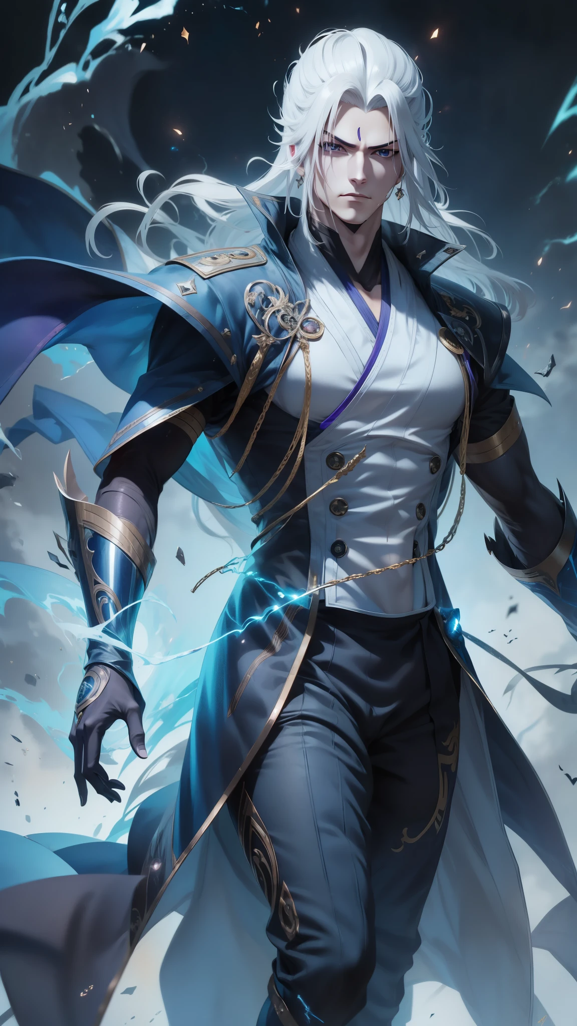 epic anime style, purple lightning, evil temperament, 20-year-old male shadow assassin, glowing black aura, shadow supervisor, handsome face, brilliant and majestic. Beautiful standard body and complete body structure. full body shot of a man with lightning in his hand, an epic anime about a purple energy man, in a battle stance with dark hair and glowing eyes looking at the viewer. Cool Gapmoe Yandere, menacing look, gintama's Hijikata Toushirou, inspired by Masanobu Okumura, the originator of the anime art style, Nobutaka Ike, the night war rages behind him. Highest image quality 8K, details everything 8K.
