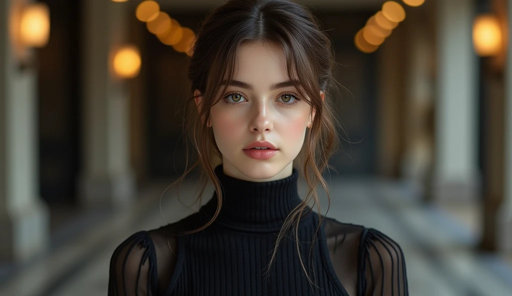 photo of beautiful (rubyof33:0.99), a woman in a (movie premiere gala:1.1), perfect hair, hair upsweep updo, wearing yellow (tunic:1.1), ((Icepunk:1.1)), modelshoot style, (extremely detailed CG unity 8k wallpaper), professional majestic (photography by richard avedon:1.1), (Panasonic Lumix GH5 II Mirrorless Camera), 24mm, exposure blend, hdr, faded, extremely intricate, High (Detail:1.1), Sharp focus, dramatic, soft cinematic light, (looking at viewer), (detailed pupils), (upper body), 4k textures, soft cinematic light, adobe lightroom, photolab, elegant, ((((cinematic look)))), soothing tones, insane details, hyperdetailed, low contrast