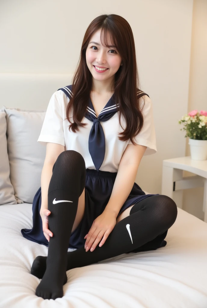 An ultra-high picture quality、large full breasts、Tennis Wear、White polo shirt、White ruffled skirt