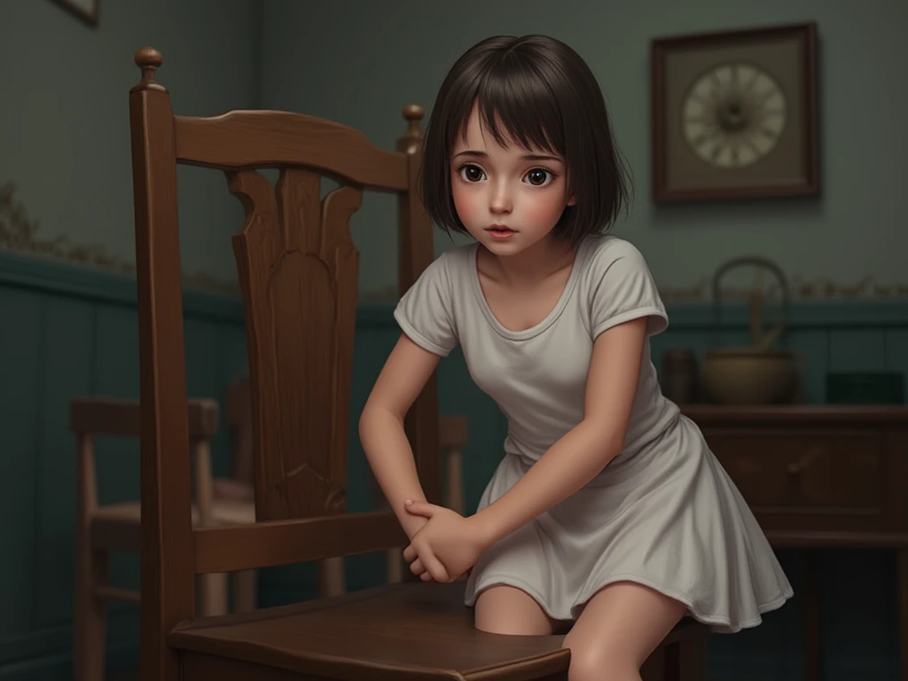 The lonely little girl sat alone in a chair