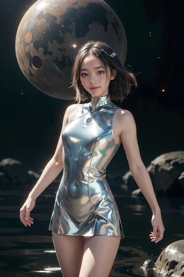 whole body,existentialism,simulation,Multiverse,Fractal,Cute Chinese model floating in space,She is surrounded by Chinese dragons flying around her,Starplane,milky,Ether View,translucent,flash,Ethereal,pink,Panoramic focal length,Texture,Ultra HD,photography