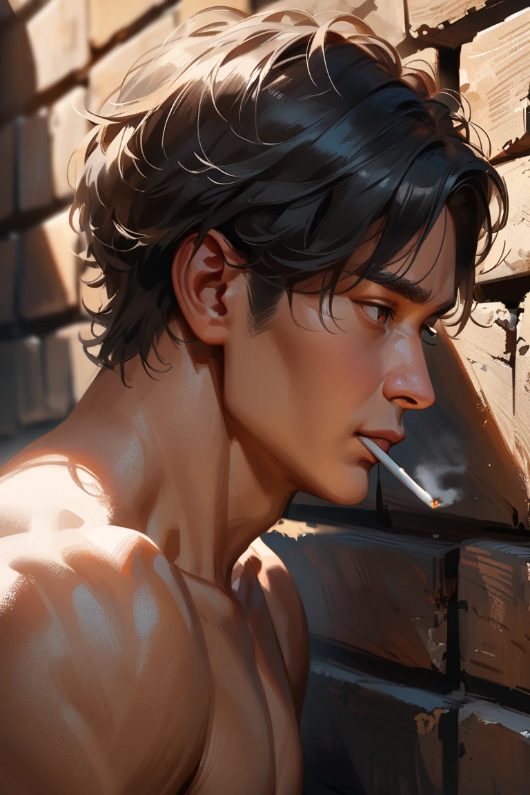 A lonely boy smokes --auto