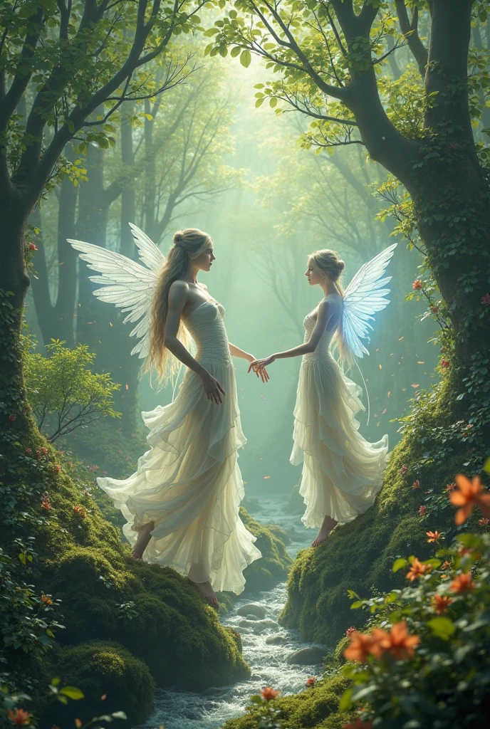 Personified leaves、Two people in symmetry