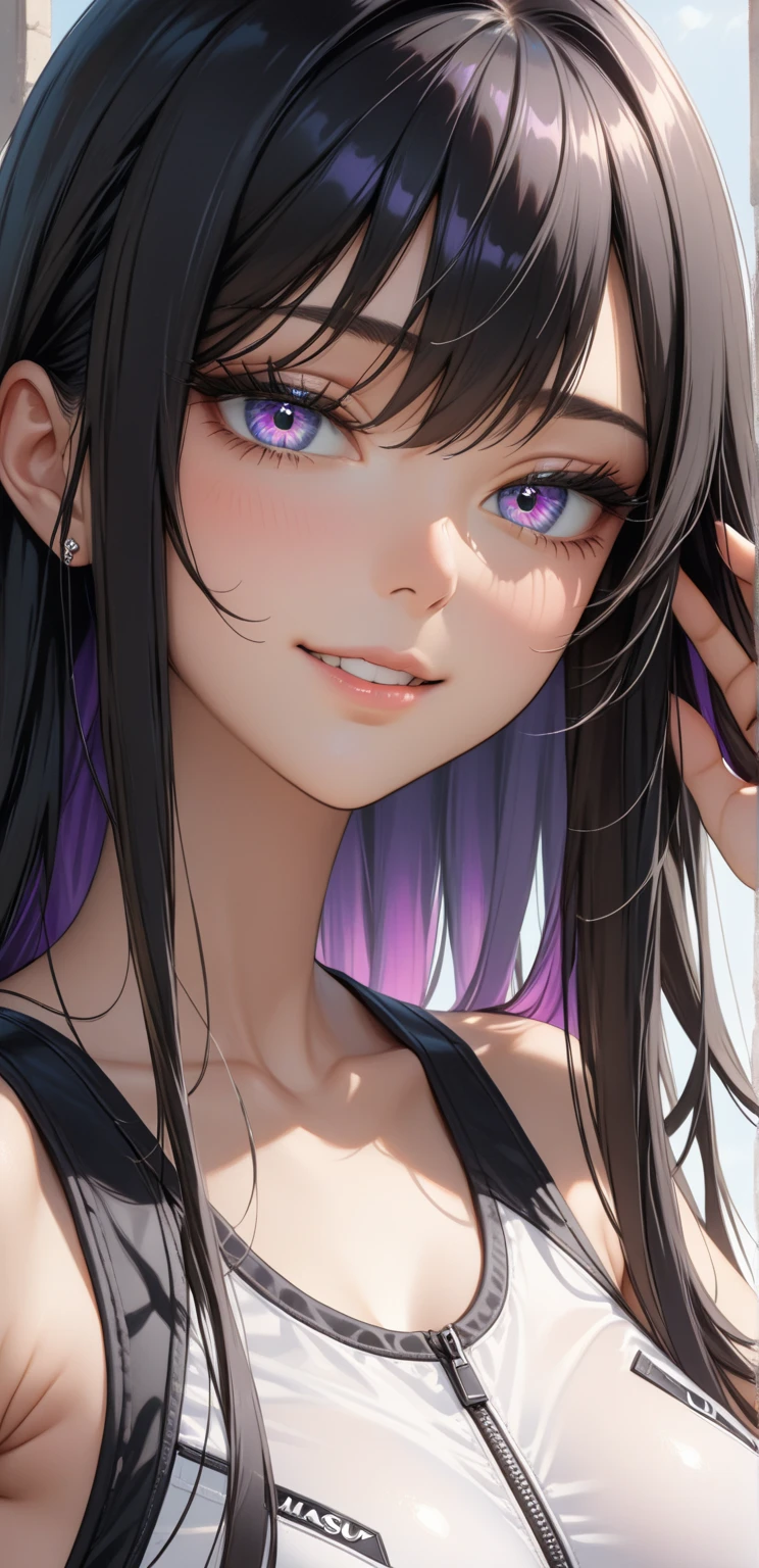 masterpiece, best quality, highly detailed, high resolution, expensive resolution, high resolution, 4k, 8k, uniform 8k wallpaper, highly detailed CG, masterpiece, 2d, 3d, beautiful details, depth, fine texture, best quality: 1.3, perfectly focused, sharp. skin, him, very cute anime girl, her name is Mei, medium long hair, idol, after bath, bath towel, wet hair, expensive medium long hair, mole under eye looking at viewer, expensive, blush, mole, open lips, pink eyes, heart shaped choker, smiling face