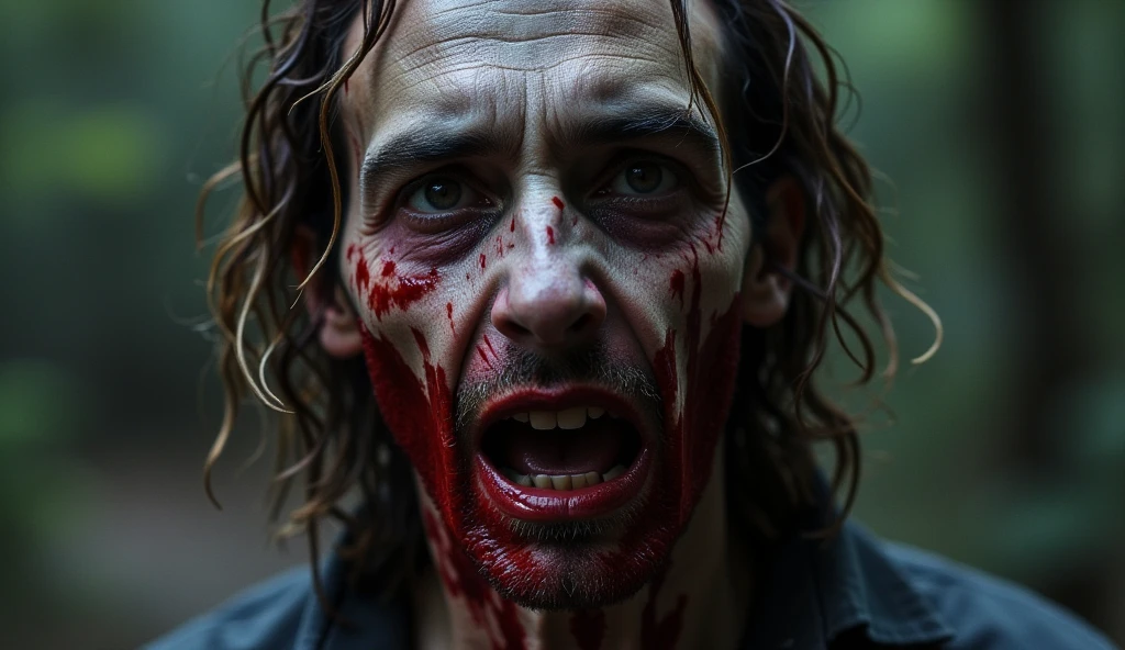 Dead zombie man, depth of field, bokeh