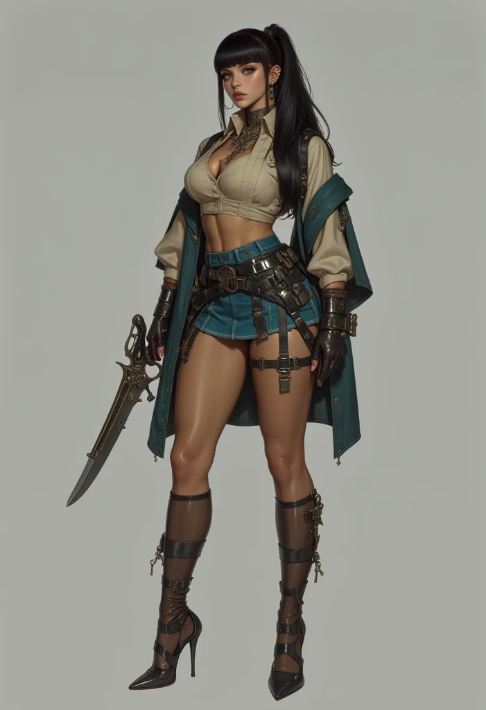 8K ((short body:1.7))((full body view)),(big eyes:1.3), (short white hair:1.7), delineated cheekbones, (((Female dwarf:1.5))), ((Pit Stop Style:1.4))((Medieval Armor:1.6)) (Detailed Face:1.5), pale skin,(swollen lips:1.5) (pale skin:1.6) ((sexy pose)),((giant breast:1.6)), Highly detailed, Orus, digital photography, artists artgerm and Ruan Jia and Greg Rutkowski, (Masterpiece),((wide shoulders:1.5)) sidelighting, intricate details, (((black & Brown color palette))), (((short height))), ((White legs:1.4))((Black torso:1.4))((Slim ABS plastic:1.2))