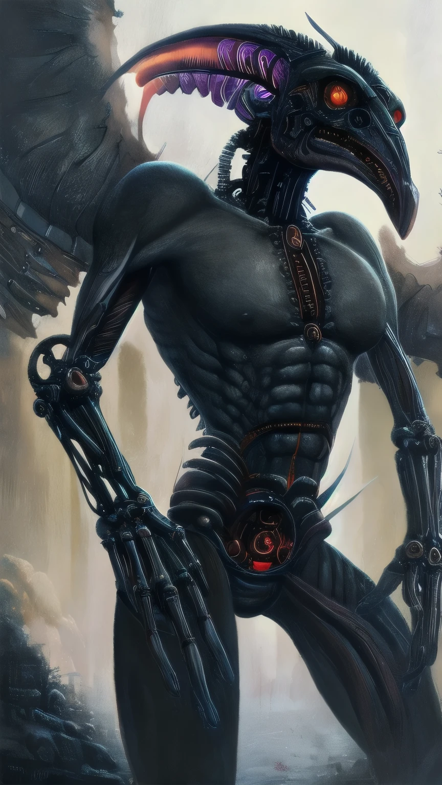 A detailed biomechanical creature with multiple arms and hands, Body horror elements, Satanic and mystical influences, rich and vivid colors, intricate biomechanical details, inspired by Hans Gieger art, dark oil color scheme,Highly realistic ,4k HD, Ultimate Details , Professional grade ,HDR, extreme color ,Bokeh, physical rendering