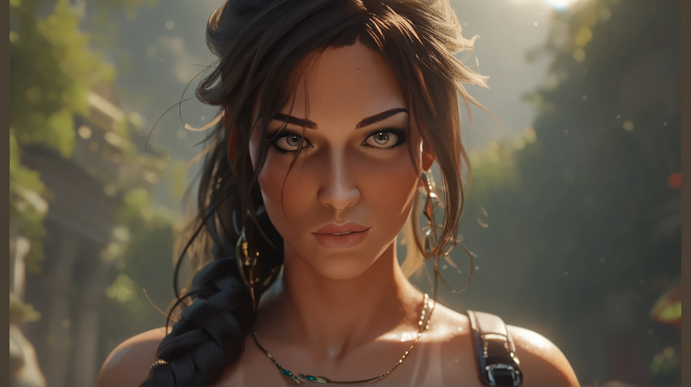 a highly detailed, ultra-hd artwork of [lara croft], elegant, taned lines, with intricate textures, cinematic lighting, and stunning realism. 8k resolution, extreme clarity, and lifelike depth. inspired by concept art from high-budget movies and aaa games