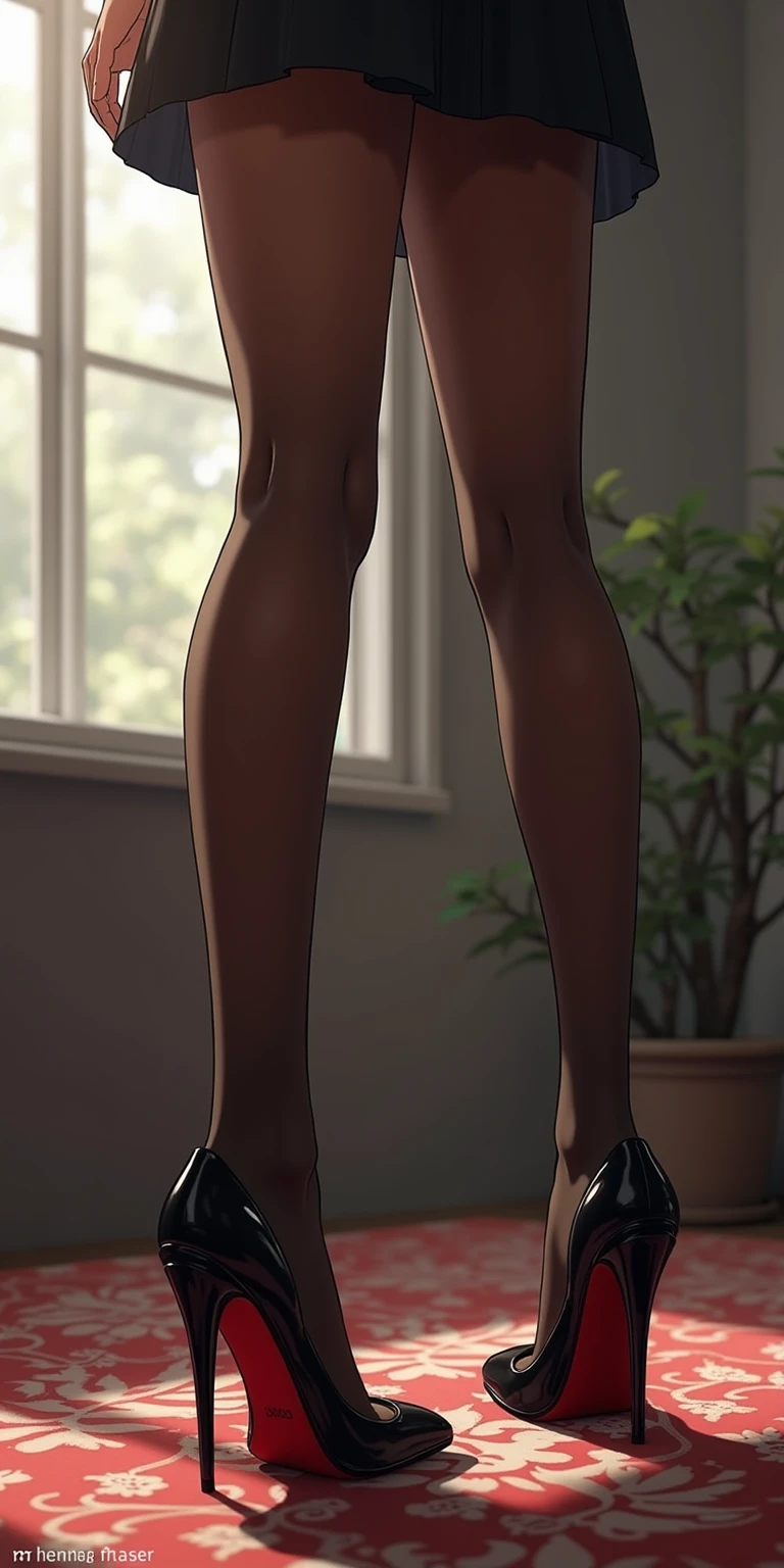 Very Very thin anorexia long elongated body. Very thin, Unrealistic long and slender legs in pantyhose. Very beautiful cute real face,.