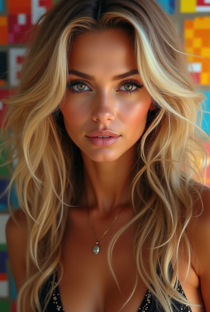 half body photo, high quality, best quality, photo-realistic, raw-photo, realistic, ultra realistic 8k cg, ultra-detailed, High definition, masterpiece, 1girl, long hair, blonde hair, ((brown eyes)), detaile face and eyes, close-up, intricate details, detailed texture, finely detailed,