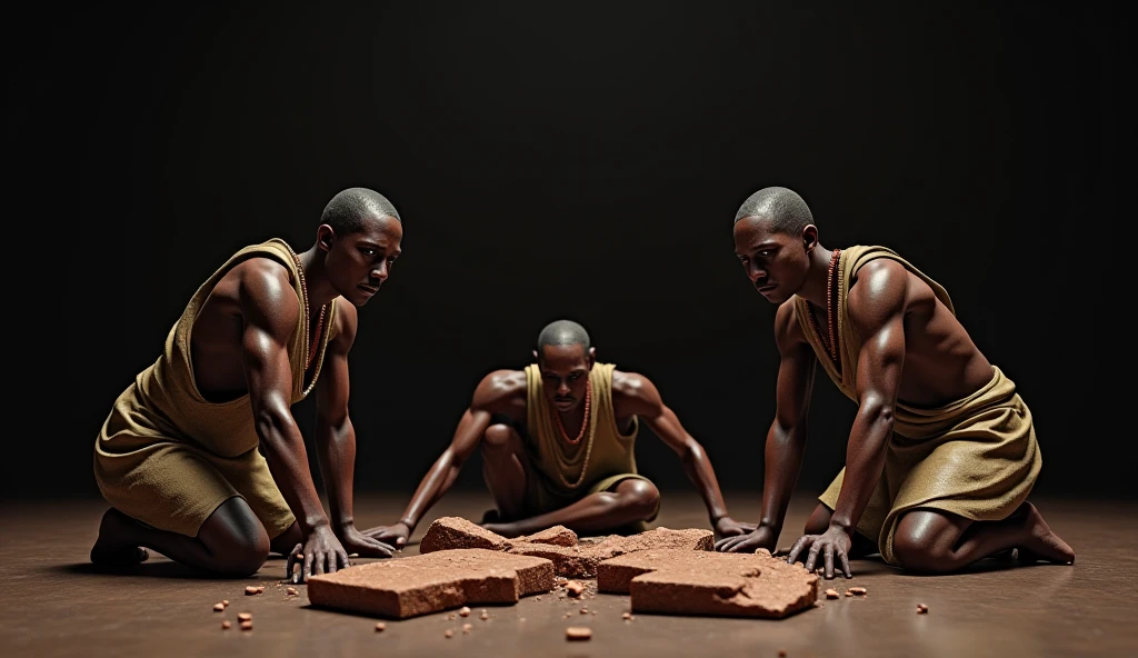early humans with primitive tools