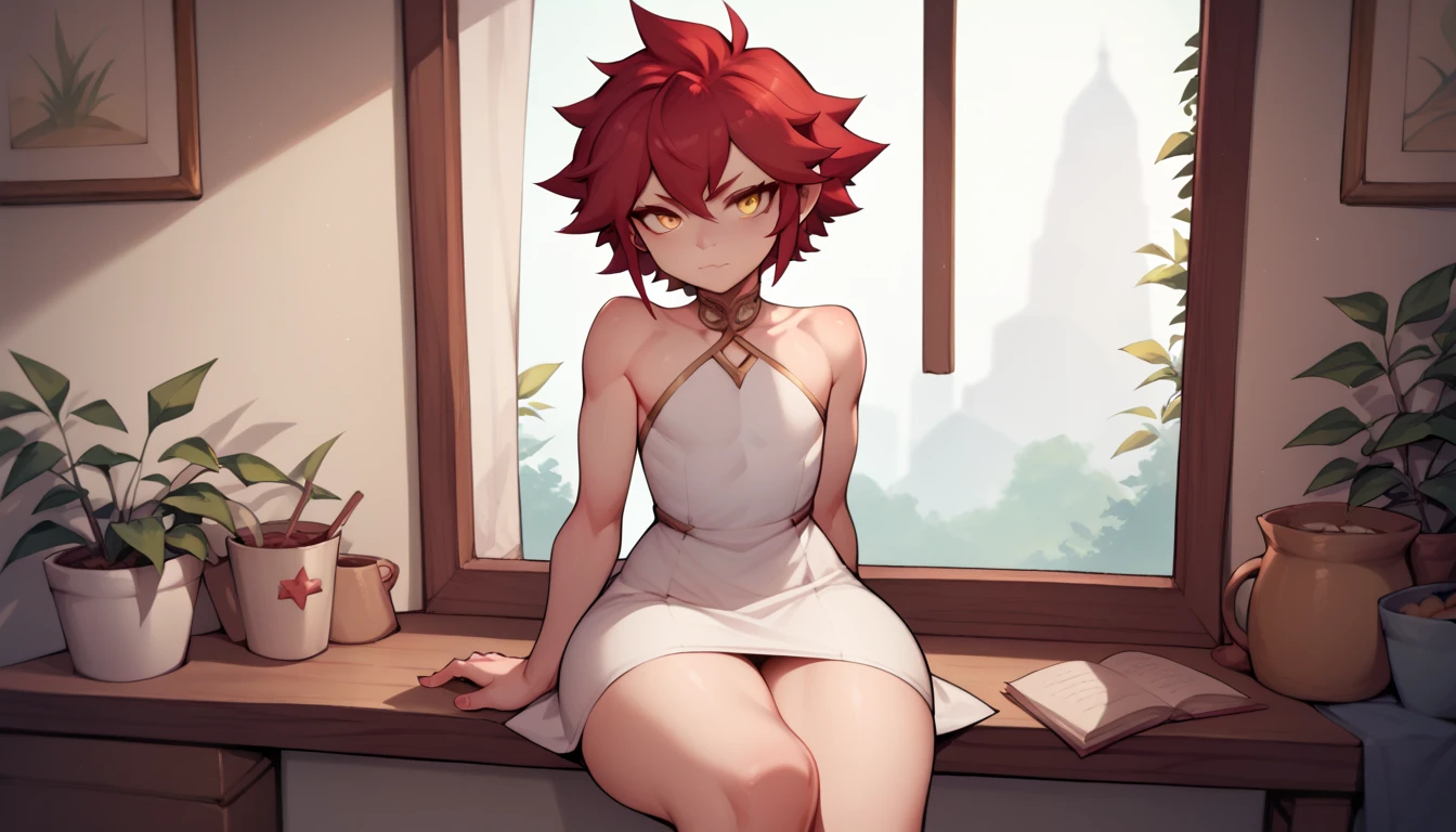 Bold graphic illustration, glowing filigree constellation tattoos, dark fantasy, full body shot of a lovely curvy voluptuous busty white woman with red dreadlocks on a throne in a enchanted forest