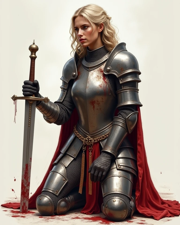 a( beautiful woman:1.4) in the armor of a knight, against the backdrop of a night village, (cat mask:1.4) ,(blonde hair:1.2),beautiful hands,bloody prints,full moon,bloody blade.
(atmosphere:1.3) , (fog:1.1)