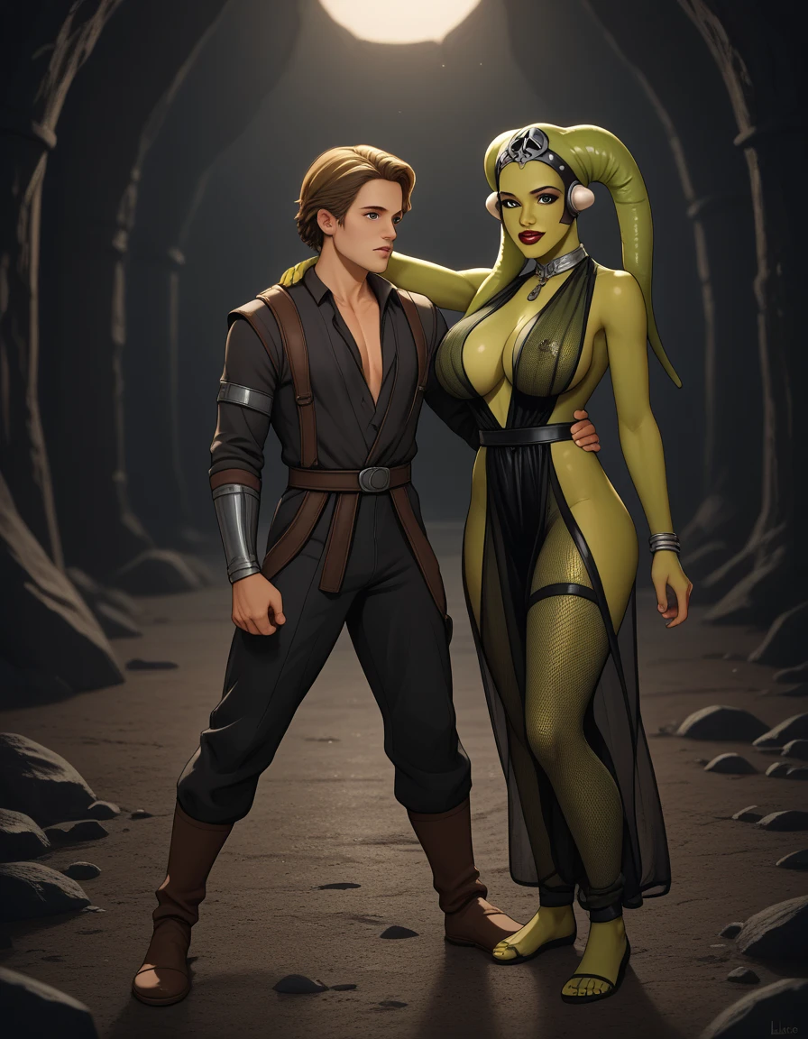 women,brown skin,black long hair, dark brown eyes, white tight bodysuit, big breast, white Trousers,standing on a meadow, break men stand behind,break, men stannd on the side