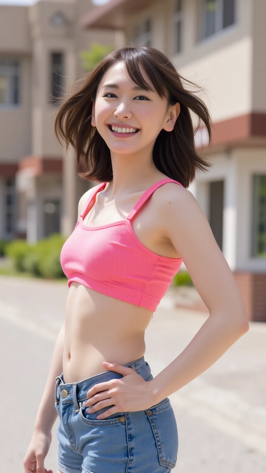 (Hyper Reality: 1.35), (Realistic: 1.4), A beautiful Japanese woman, smile, alone. light makeup, masterpiece, 最high quality, high quality, alone, Very good, Latin, puberty, Only one girl, ((Perfect body)),((最high quality)),((Hello)),((Very delicate and beautiful)),((Very shallow depth of field)), Hmph,((Incredibly shallow depth of field)). family friendly)), (((Very delicate and beautiful)), (((Very shallow depth of field))), Hmph, (((Unbelievably absurd))), (((Perfect body))), (((Black Hair )))) ))), (((Shortcuts))), (((Bob Hair))), ((( Camera Eye)))), (((small ))), (((A happy and wonderful smile))), poor, my + background, Dynamic Angle, Focus on women, {Particles of light}, Detailed background, Soft lighting, (dramatic) sunset), sunset, very beautiful sunset, Live Action, Realistic, cute smile, (blurred background), 13 years old,, ((wind)), ((Movement)), ((emotion)), ((colorful)), ((Baby Face)), ((Beautiful Teeth)), Wither, sea background, No makeup, impossible half top bikini , (((high neck))), (((Sleeveless))), side less tops, high neck , (white latex:1.4), (Fishnet), sleeveless turtleneck, full body, knees, (((underboob))), sideboob, (((lowrise bikini pants))), (((low rise bikini pants))), (((low-rise))), (((FUll body))),(((Low-waist bikini))), nsfw:1.4, BDSM:1.4,