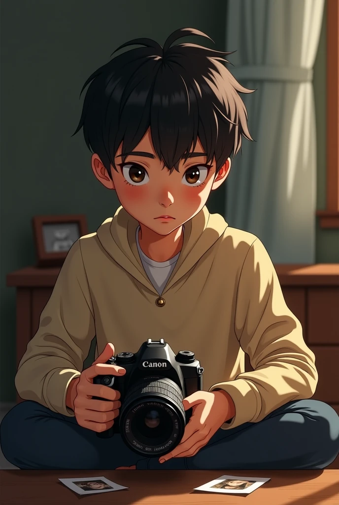 Guin, a 19-year-old boy.
Personality: is serious but with a warm angle, hiding the sadness inside.
Sitting looking at an old photograph of an 18-year-old girl's mind.
personalities: bright, gentle but hesitant.
On his camera,
