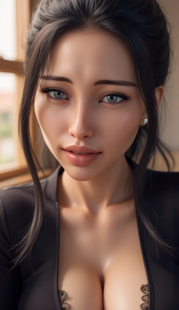 Beautiful Japanese girl, brown hair in a ponytail, 15 years old, beautiful thin figure
symmetrical eyes, (beautifully detailed face, beautiful detailed eyes), dramatic lighting, (photo realism:1. 4), realistic, sharp focus, HD, highly complex, intricate, photography, hyperrealism, hyperrealistic, raytracing, physics-based rendering, ((8k, RAW photo, masterpiece), High detail RAW color photo, (highest quality), (best shadow), (best illustration), ultra high resolution, highly detailed CG unified 8K wallpapers), rim lighting, vivid color, post-processing, vibrant, color grading, She is standing in the bedroom, behind her is a large double bed, wearing a lace bra and thong