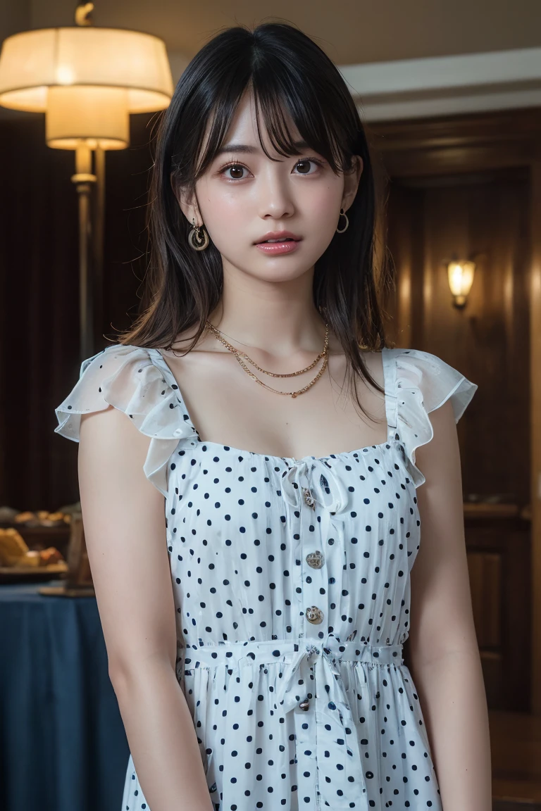 <lora:koizumimoeka_lora>,white_sleepwear,square face,long face,messy hair,curly hair,(teeth:0.9),looking at viewer,white,(best quality:1.2),(masterpiece:1.6),(photorealistic:1.2),(realistic:1.6),extremely detailed,(8K:1.2),(extremely delicate and beautiful:1),huge filesize,background light,available light,