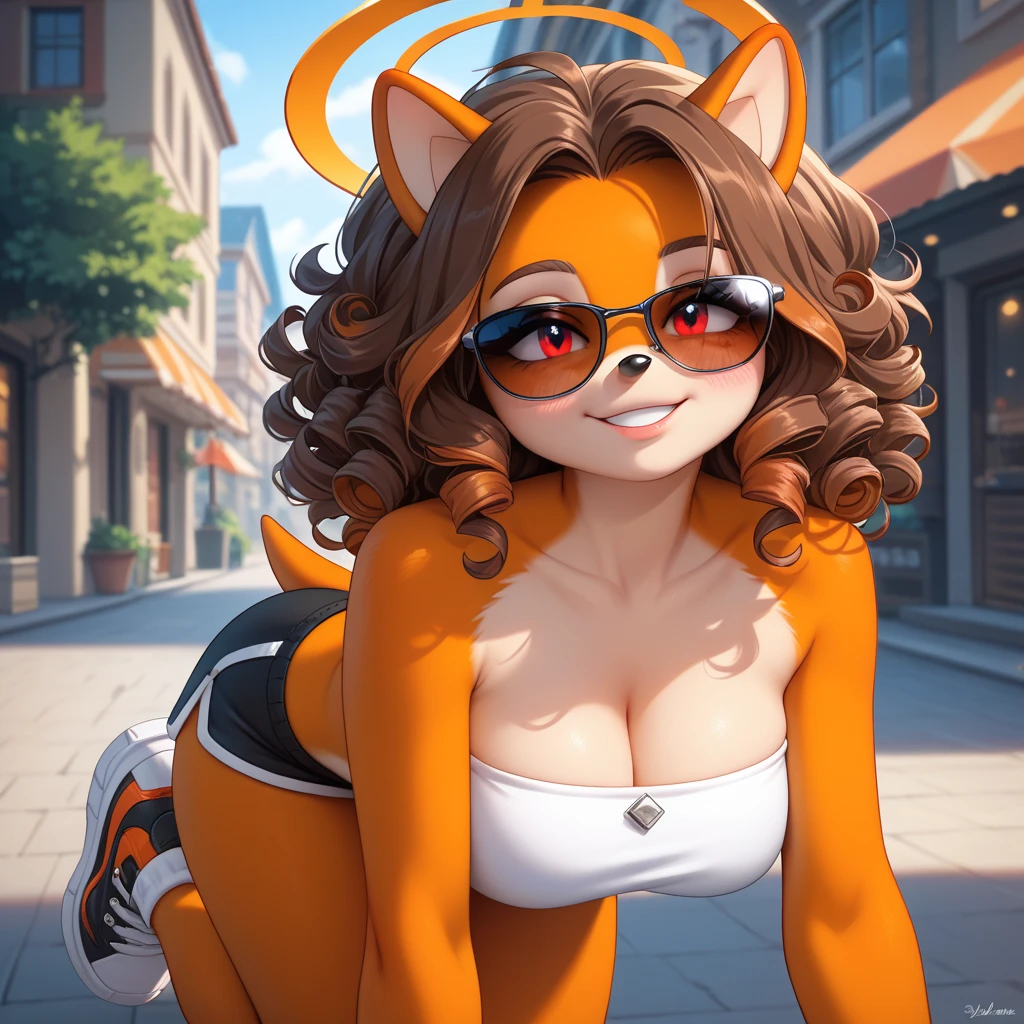 by fluff-kevlar, by ouka, by Kilinah, (((woman, breasts, antrum, extremely detailed, extremely detailed legs, extremely detailed arms, extremely detailed face, perfectly detailed eyes, perfectly detailed anatomy))): 1.2, beautiful and detailed portrait of an anthropomorphic vixen ((female))), anthro, female, red fox, high definition, good anatomy, orange fur, orange body, simple background, highly detailed face, deep yellow iris, yellow eyes, short hair, red hair, long hair, speech bubble, heart, hearts, dark lighting, moody lighting, full body, sexy body, slanky body, sexy face, nice, hot, cute, bending over, on all fours, side view, blushing, friendly smile, smile, friendly, elegant, dark, mysterious, alluring, beautiful, thigh highs, yukata