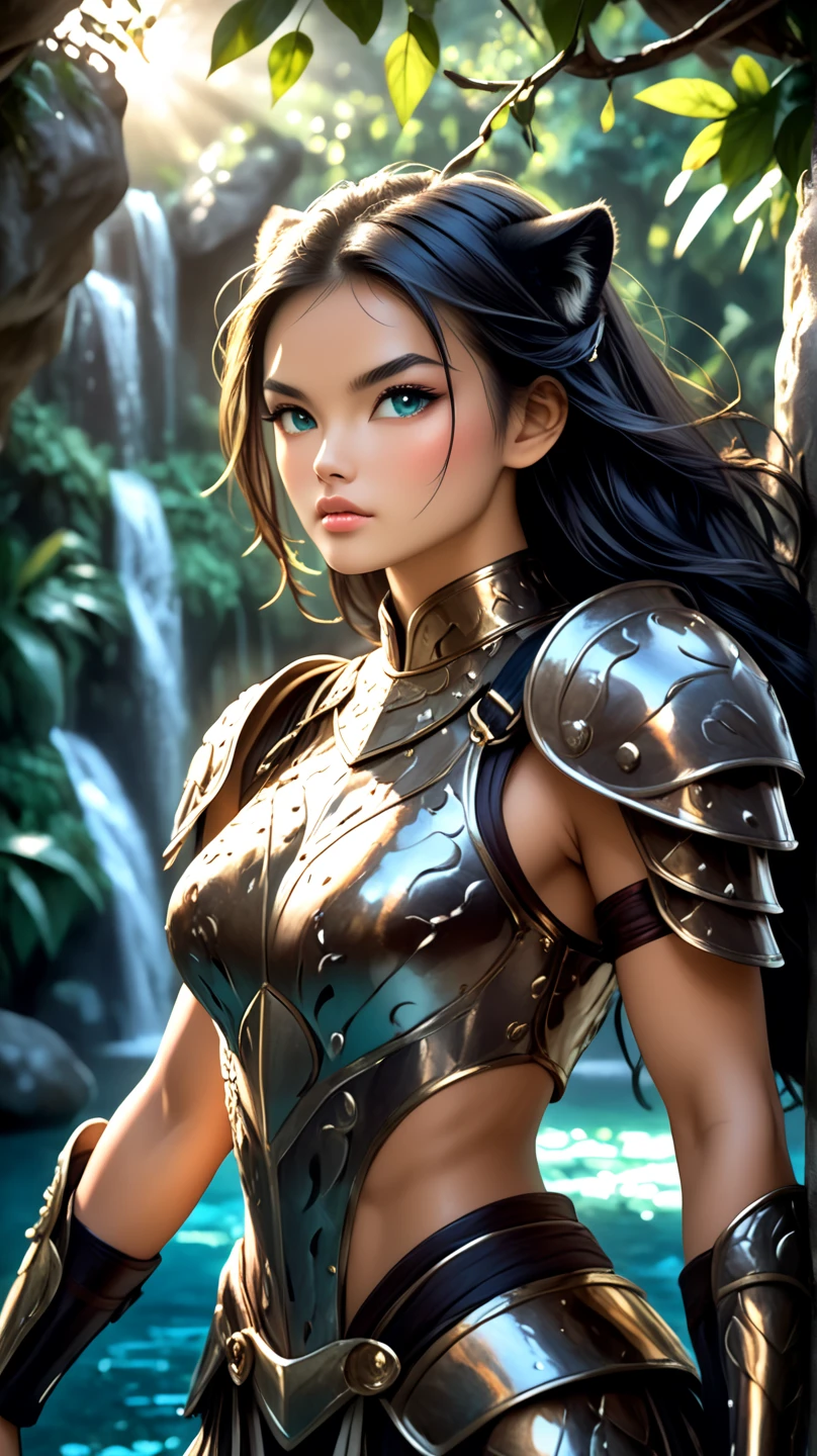a mechanical cyborg and a girl in a garden, picnic, photorealistic, 8k, ultra-detailed, hyperrealistic, masterpiece, professional art, vibrant colors, warm lighting, intricate machinery, organic biomechanical design, beautiful detailed eyes, beautiful detailed lips, extremely detailed face and portrait, long eyelashes, soft focus, cinematic composition, natural setting, lush greenery, picnic basket, blanket, outdoor scene