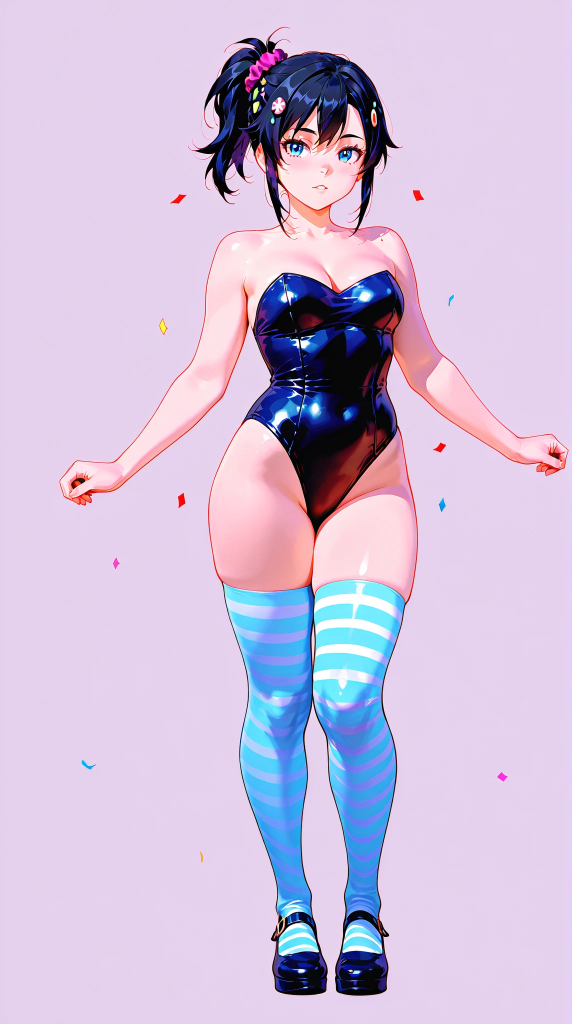 objective: (), neon green, attire: (), personality: (), physique: (A (bottom-heavy, superior) body part, exaggerated curves), narrow triangular waist, wide trapezoidal hips, location: (balloon factory), and thick legs thighs hips, resolution: (ultra photo-realistic resolution, 80 mm, 8k uhd, highres, sharp focus, extremely detailed, cinematic lighting, camera effects), by DynastySeries
