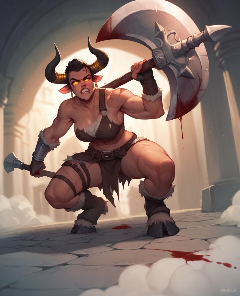 Solo Sexy young anthro furry goat male mercenary medieval solider, tall and slim slimin hips muscular, anthro handsome gay shorter muzzle, handsome gay model male apperance, sword scars, worn out leather skimpy armament, low on hips heavy leather belt, old very worn out skimpy dirty linen material jockstrap, old yellow dirty worn out stains on white sawn jockstrap, very visible "x" brown seam pattern on the jockstrap, studded skimpy armlets breastplate armor, skimpy breastplate, leather bondages, fingerless leather gloves, blooded sword, blooded armor, blooded furr, smelly unwashed furr, dirty body look,